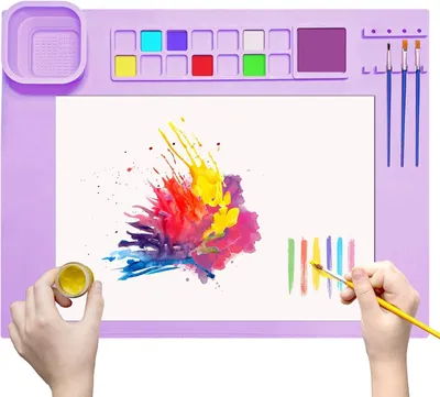 Imagen del producto de Alfombrilla de silicona antideslizante, de 51 x 41 cm, con soporte para pinceles, ideal para la cocina