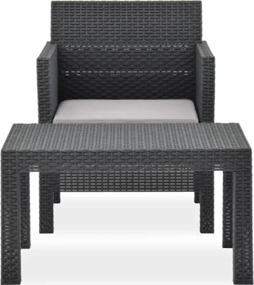 Obrázek produktu pro vidaXL 2dílná zahradní lehátková souprava s polštářem PP Rattan Anthracite