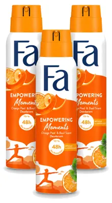 Imagen del producto de 3 aerosoles desodorantes Fa "Empowering Moments" - 150 ml - Paquete ahorro - 3 unidades