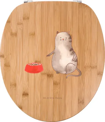 Produktbild von Mr. & Mrs. Panda Toilettendeckel Katze Fressen - Transparent - Geschenk, WC Brille, Klobrille, klo deckel, Klo-Deckel, Klodeckel, holz sitz