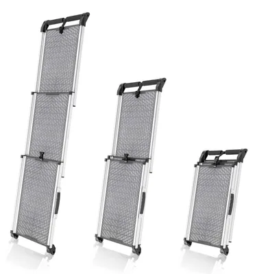 Image de Rampe pliable pour chien - Rampe télescopique en aluminium pour grands chiens - Escalier robuste pour voiture et SUV - Antidérapante - Côtés réfléchissants - Échelle pour chien - Capacité de charge de 90 kg - Clip de fixation - Gris