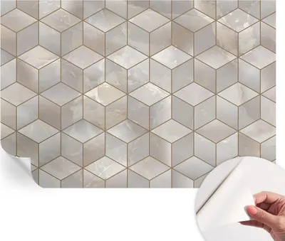 Produktbild von Selbstklebende Wandtapete - Dekorative Tapete für Wohnzimmer - Klebefolie für Wandbilder - Tapetenfolie für Wanddekoration - 152x104 cm - Geometrisches Mosaik