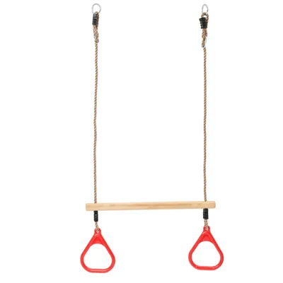 Immagine prodotto di TRIBECCO altalena a trapezio con maniglie e corda regolabile - per bambini da 3 anni, fino a 70 kg (rosso)
