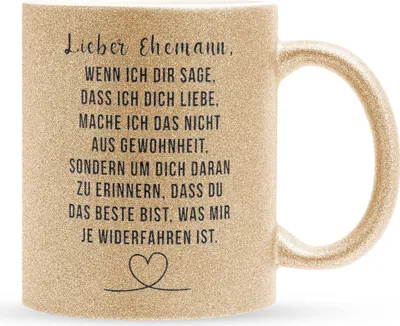 Produktbild von 22Feels Glitzertasse Gold Ehemann Geschenk Erster Hochzeitstag Kaffeetasse Männer Hochzeitsjubiläum Ehepartner Valentinstag für Ihn Weihnachten Geburtstag Kaffeetasse Haferl Geschenkidee Bürotasse