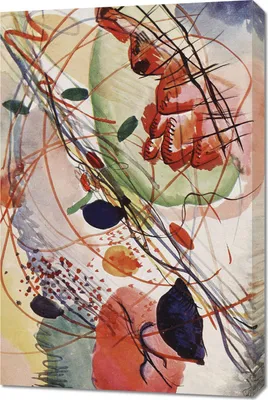 Image de Obraz 60x90cm Aquarelle Impression, Wassily Kandinsky Vintage pour le salon
