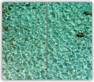 Produktbild von Tulup Glas-Herdabdeckplatte - 2x30x52cm - Glaskeramikkochfeld-Abdeckung Spritzschutz Zweiteilig Transparentes Wasser