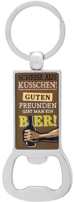Flaschenöffner-Schlüsselanhänger "Küsschen", 17 cm, braun