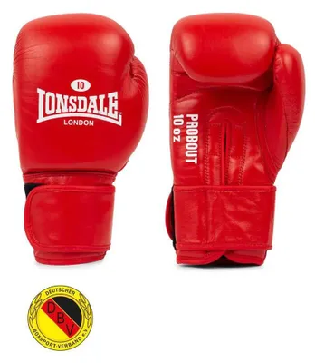 Immagine prodotto di Guantoni da boxe in pelle da competizione PROBOUT DBV Red 10 oz Lonsdale
