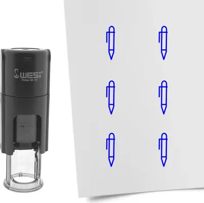 Produktbild von CombiCraft Selbstfärbender Stempel 'Kugelschreiber' in der Farbe Blau, Ø10mm