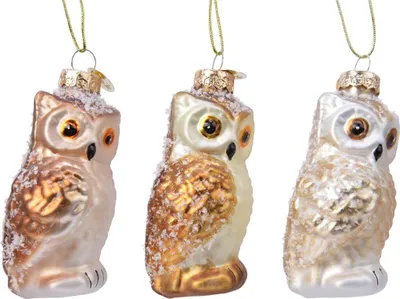 Produktbild von Christbaumschmuck Eule Glas 8.8cm, 1 Stück sortiert