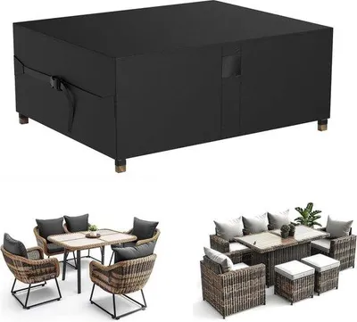 Zdjęcie produktu dla Pokrowiec na meble ogrodowe, 200 x 160 x 74 cm, wodoodporny pokrowiec z wytrzymałego poliestru Oxford 420D, na stół i krzesła, odporny na promieniowanie UV
