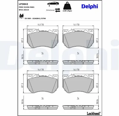 Produktbild von DELPHI Bremsbeläge Satz Vorne Bremsklötze passend für MERCEDES-BENZ C-Klasse T-Modell (S206) LP3842