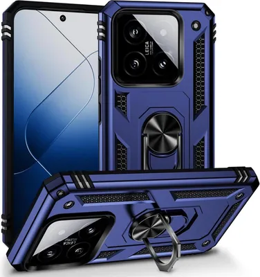 Produktbild von Conie Outdoor Schutzhülle für Xiaomi 14T Tasche Silikon Hard Case Cover Hülle mit Halter Ständer in Blau