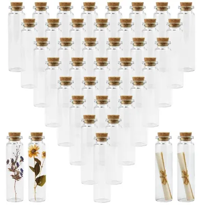 Immagine prodotto di Omgoods - Set di 40 mini bottiglie di vetro con tappo in sughero - 20 ml