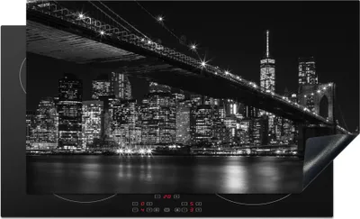 Produktbild von KitchenYeah© Herdabdeckplatte New York - Brooklyn - Brücke , 91x52cm, Küche Deko, Glaskeramikkochfeld Herdabdeckung, Abdeckplatte fùr Kochfeld