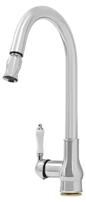 Obrázok produktu pre Nerezová umývačka – kuchynská a kúpeľňová zmiešavacia batéria – otočná o 360° – výsuvná sprcha s dĺkou 60 cm – jednopáková zmiešavacia batéria – pripojenie G3/8 – strieborná