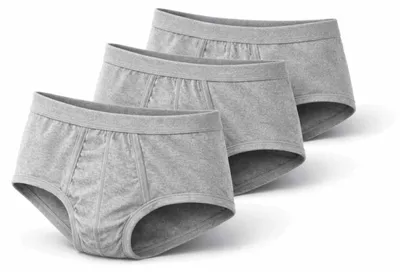 Produktbild von Herren Slips 3er Pack 100% Baumwolle ohne Gummi atmungsaktiv bequem hautfreundlich Unterwäsche Graumeliert/L