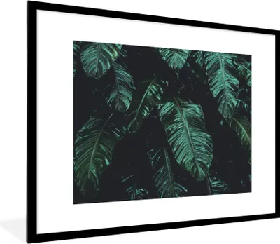 Produktbild von MuchoWow® Gerahmtes Poster Dschungel - Palme - Blätter - Tropisch 80x60 cm - Poster mit Schwarzem Bilderrahmen Wandposter Rahmen Foto Bilder - Schlafzimmer-Dekorationen - Fotoposter