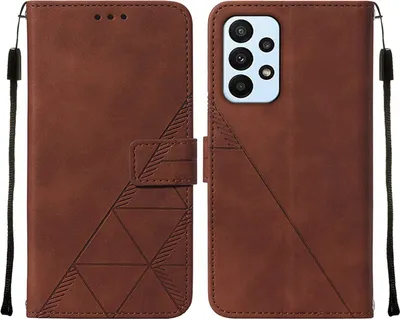 Produktbild von Galaxy A23 4G Hülle, Schlank Prägung Flip Leder Kartenfächer Schutzhülle mit Ständer für Samsung Galaxy A23 4G / 5G Braun