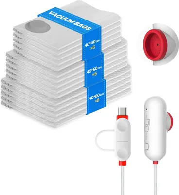 Productafbeelding van Vacuümzak voor kleding - Set van 15 - Stofzuiger - USB-pomp - Vacuümzakken 5x 40x40 cm - 5x 40x50 cm - 5x 40x60 cm
