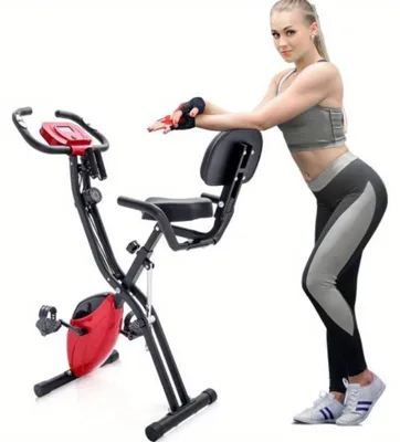 Produktbild von Faltbares Heimtrainer-System – Magnetischer Widerstand – Kompaktes Fitnessrad – Rot – Platzsparend