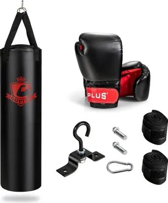 Immagine prodotto di Set sacco da boxe da 28,5 kg, sacco da boxe con guantoni da boxe da 12 once e cinghie per le mani, nero