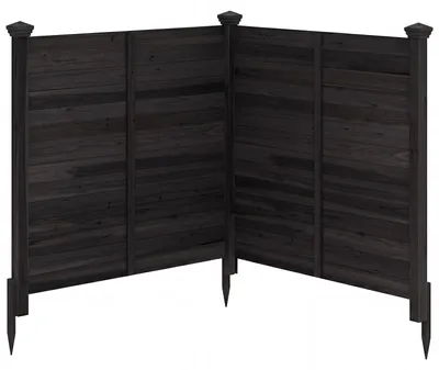 Produktbild von COSTWAY 2-tlg. Gartenzaun, Steckzaun 119x115,5cm(L x H), Sichtschutzzaun mit 3 Pfosten, dekorativer Holzzaun für Mülltonnen, Zaun freistehend Schwarz