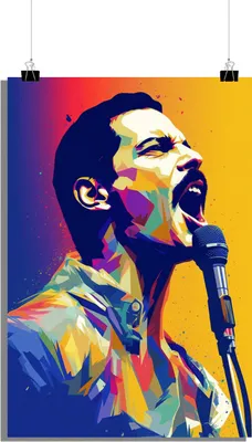 Produktbild von Musik Poster - Freddie Mercury Poster - Pop Art Poster - Musiklegende Poster - 61x91cm - Perfekt zum Einrahmen
