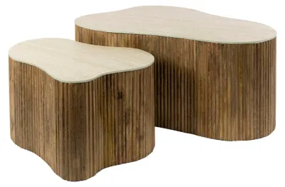 Immagine prodotto di Tavolino FURNLUX Nuovo Marrone sabbia 85 cm (2 pezzi) / Colore principale: marrone / Dimensioni: 85 x 40 x 59 cm