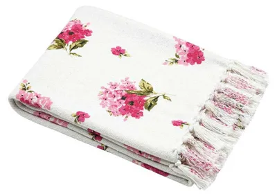 Obrázok produktu pre STOF | Prehoz na posteľ - Prehoz na posteľ - 125x150 cm - Ružový kvetinový vzor - Mäkký a romantický - So strapcami