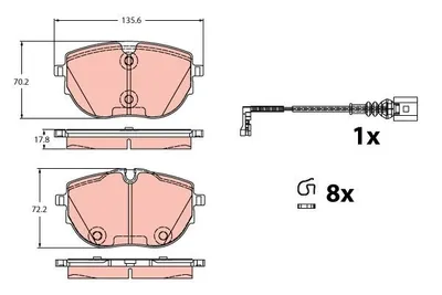 Produktbild von TRW Bremsbeläge Satz Vorne für VW Multivan VI (SGF, SGM, SGN) GDB2412