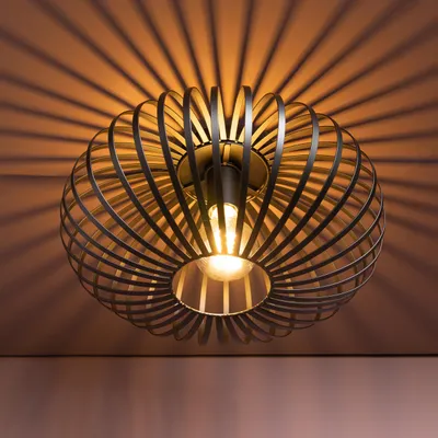 Image de Plafonnier de style rétro, couleur noire, diamètre d'environ 40 cm