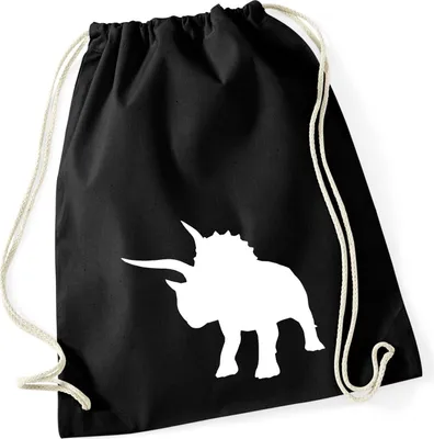 Produktbild von Huuraa Turnbeutel Triceratops Dinosaurier 12 Liter Black Baumwolle Rucksack Geschenkidee