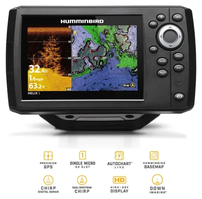 Image de Humminbird Helix 5 Chirp GPS DI G3 Down Imaging GPS Traceur de cartes Sondeur - Complet avec sonde