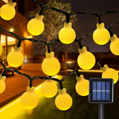 Solar-Kugel-Lichterkette, 12 m, 100 LEDs, 8 Modi, warmweiß, IP65