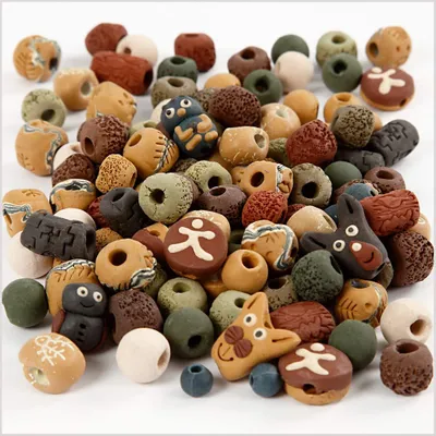 Produktbild von Keramikperlen, Größe 7-18 mm, Lochgröße 2-4 mm, Sortierte Farben, 300 g/ 1 Pck [HOB-63569]