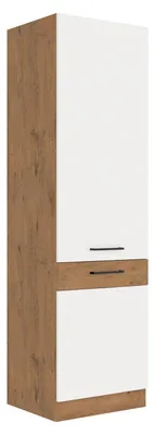 Produktbild von Vigo Hochschrank 60 Eiche Lancelot Weiß Hochglanz Küchenzeile Küchenblock Küche