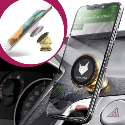Produktbild von 360° Magnet Kugelkopf Halterung Halter Auto KFZ Armaturenbrett Universal Gold