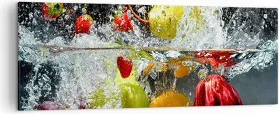 Produktbild von Bild auf Leinwand - Leinwandbild - Früchte Wasser Spritzer Essen - 140x50cm - Wand Bild - Wanddeko - Leinwanddruck - Bilder - Kunstdruck - Wanddekoration - Leinwand bilder - Wandkunst - AB140x50-2972