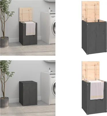 Produktbild von vidaXL Wäschetruhe Grau 44x44x66 cm Massivholz Kiefer - Wäschetruhe - Wäschetruhen - Wäschebox - Wäschekorb
