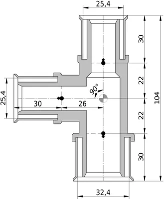 Zdjęcie produktu dla Zmniejszony trójnik Wavin Tigris K5, 32 mm x 25 mm x 25 mm