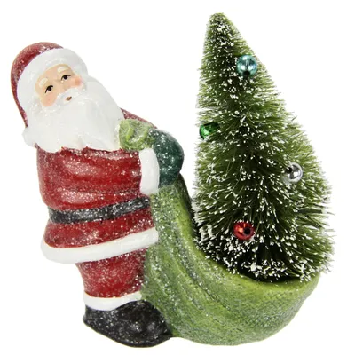 Santa Claus Figur aus Keramik, rot, 15x14x7 cm