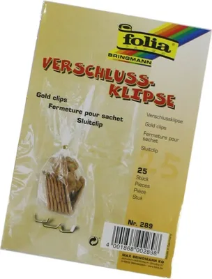 Produktbild von folia Verschluss-Clips Länge: ca. 30 mm gold 25 Stück