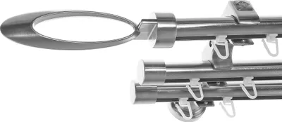 Produktbild von Innenlauf Gardinenstange Ø 20mm Metall Edelstahl Look 3-läufig Wandträger H60III