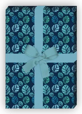 Produktbild von Designer Geschenkpapier Set, Dekorpapier im Batik Blättern, blau - G8740, 32 x 48cm