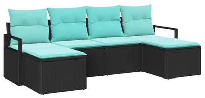 Immagine prodotto di vidaXL Set di divani 6 pezzi in polirattan nero