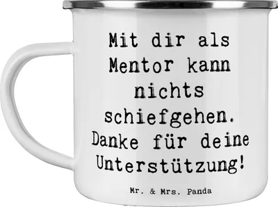 Produktbild von Mr. & Mrs. Panda Pott Spruch Beste Mentor - Weiß - Geschenk, Haferl, Emaille Becher, Danke, Wertschätzung, Tasse, sagen, Kaffeepott, Bedanken, Anerkennung, Lebensweg