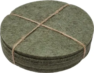 Produktbild von Filz Untersetzer Rund 10cm Grün 4er Set Tischschutz Kratzschutz