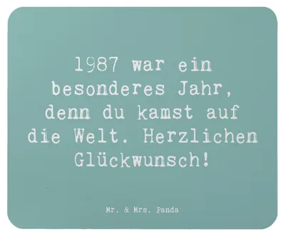 Produktbild von Mr. & Mrs. Panda Mauspad Spruch 1987 Geburtstag - Meeresbrise - Geschenk, laptop, Jahrgang, Mousepad, computer, mousematte, Erinnerungen, Geboren am, Happy Birthday