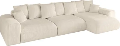 Produktbild von Ecksofa mit Schlaffunktion und Bettkasten ESKAR-L2 - 364x176x72 cm Beige - Corner Sofa Bett Eckcouch Couch L-Form Schlafcouch Ausziehbar Wohnlandschaft Schlafsofa Cauchsofa